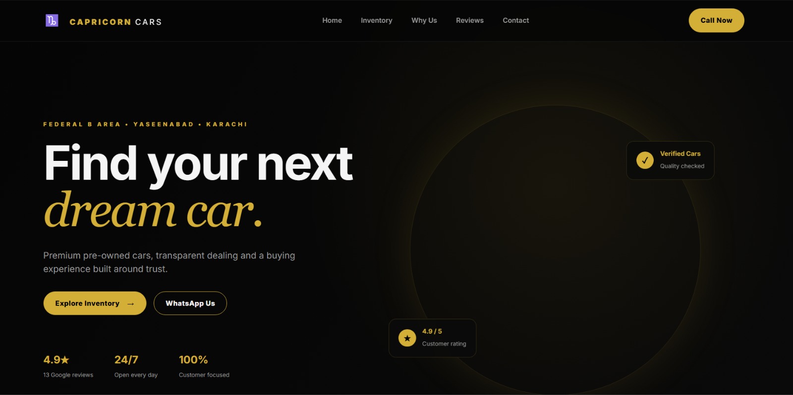 Capricorn Cars website designed by Zentora